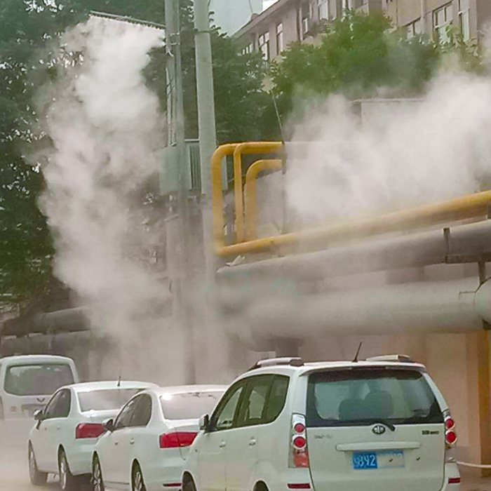 山東菏澤路燈桿噴霧降塵系統，智慧路燈桿安裝噴霧降塵設備