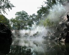 北京假山造霧系統，售樓處假山噴霧系統